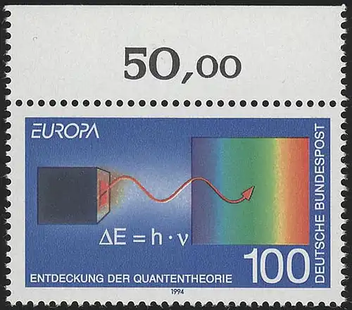 1733 Europa 100 Pf Quantentheorie ** Oberrand