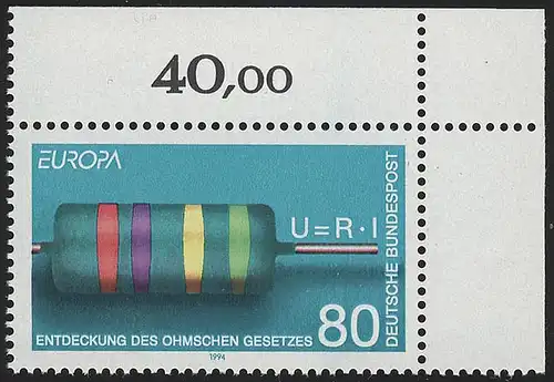 1732 Europa 80 Pf Ohm ** Ecke o.r.