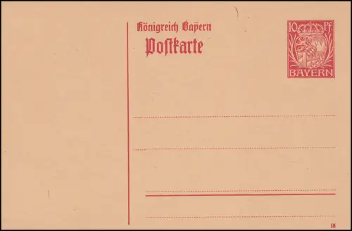 Bayern Postkarte P 99/03 Blagues 10 Pf rouge DV 18 coupé, **