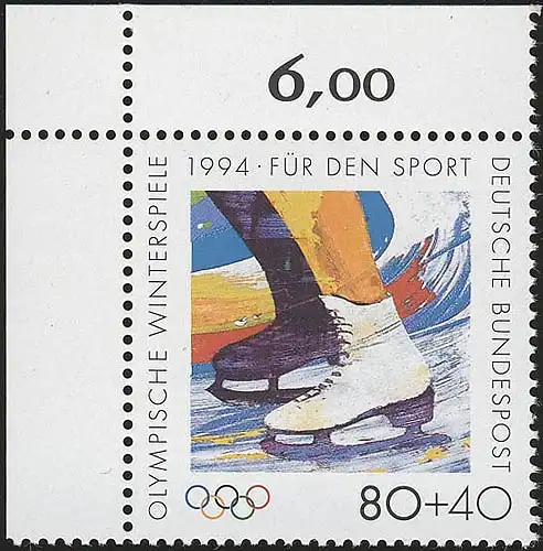 1717 Patinage artistique 80+40 Pf ** coin o.l.