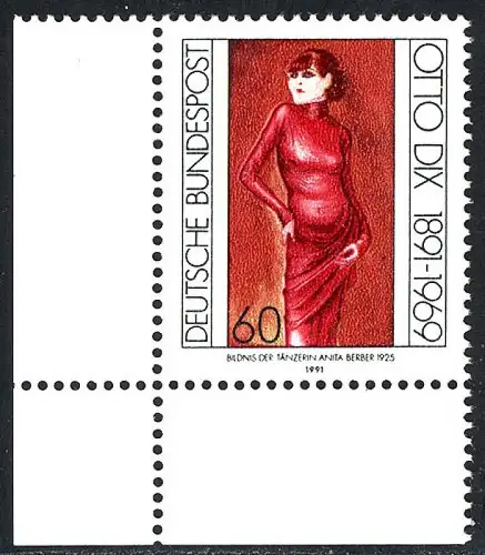 1572 Otto Dix 60 Pf ** Coin et l.