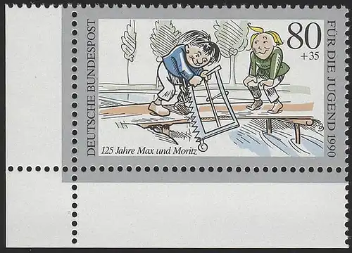 1457 Jugend Max und Moritz 80+35 Pf ** Ecke u.l.