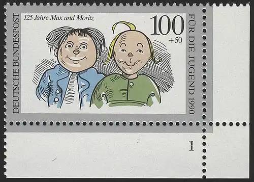 1458 Jugend Max und Moritz 100+50 Pf ** FN1
