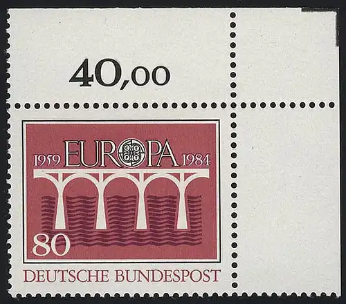 1211 Europa Post- und Fernmeldewesen 80 Pf ** Ecke o.r.