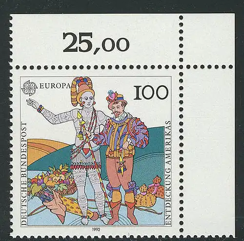 1609 Entdeckung Amerikas 100 Pf ** Ecke o.r.
