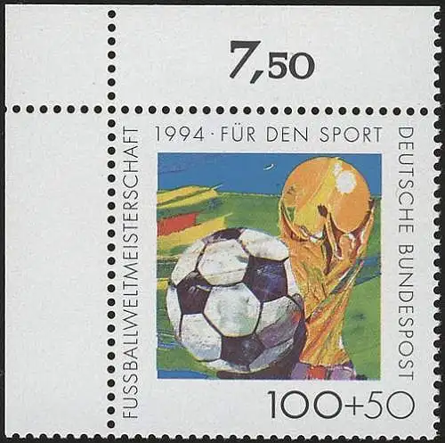 1718 Fußball 100+50 Pf ** Ecke o.l.