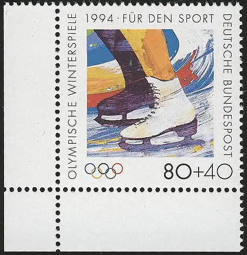 1717 Eiskunstlauf 80+40 Pf ** Ecke u.l.