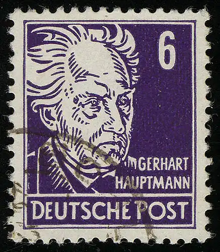 328v XI Gerhard Hauptmann 6 Pf Wz.2 XI Bedarfsstempel O geprüft