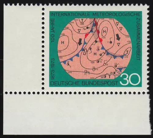 760 Meteorologische Zusammenarbeit Wetterkarte ** Ecke u.l.