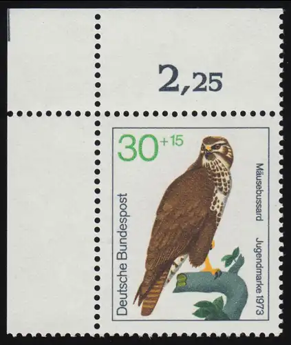 755 Jugend Greifvögel 30+15 Pf Mäusebussard ** Ecke o.l.