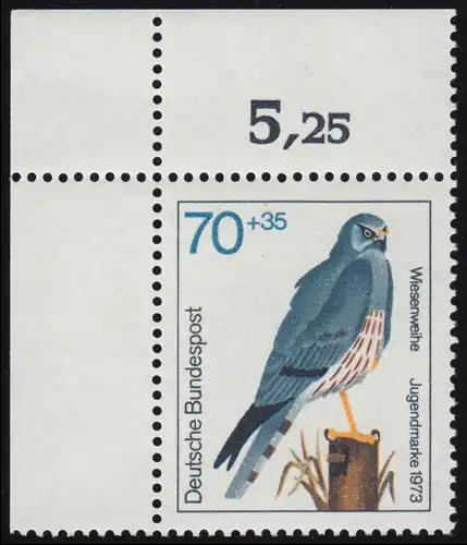 757 Jugend Greifvögel 70+35 Pf Wiesenweihe ** Ecke o.l.