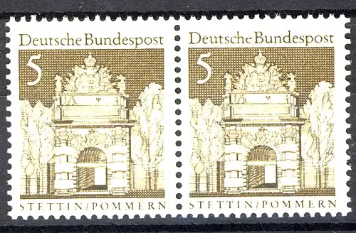 489 Bauwerke groß 5 Pf waag. Paar ** postfrisch