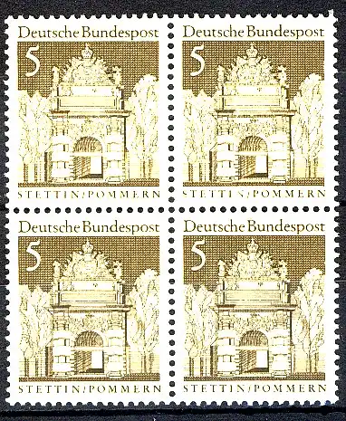 489 Bauwerke groß 5 Pf Viererblock ** postfrisch