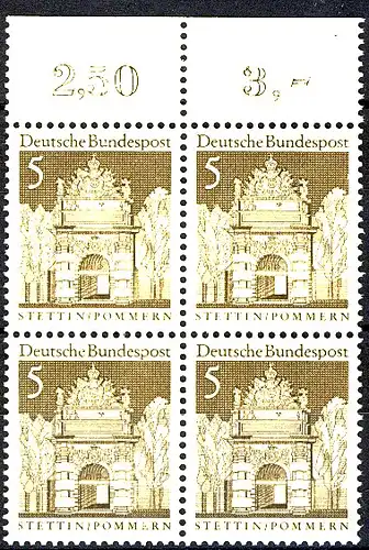 489 Bauwerke groß 5 Pf OR-Viererbl. ** postfrisch