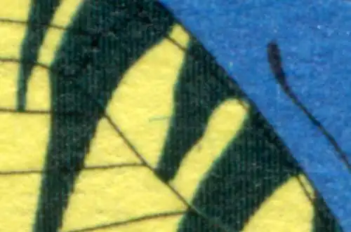 379I Jugend 40 Pf mit PLF I grüner Strich im linken Vorderflügel, Feld 48, O