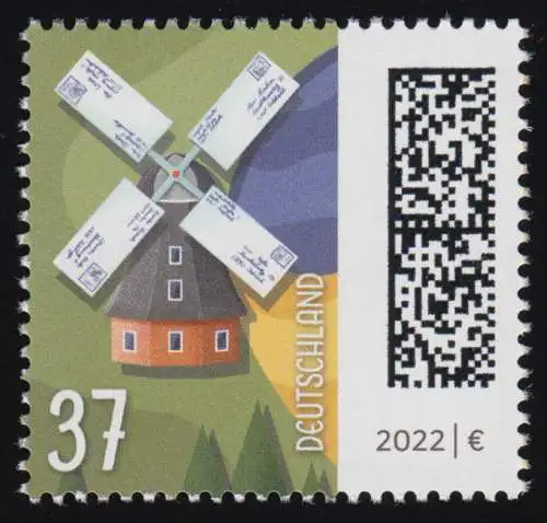 3703 Briefmühle 37 Cent, nassklebend, ** postfrisch