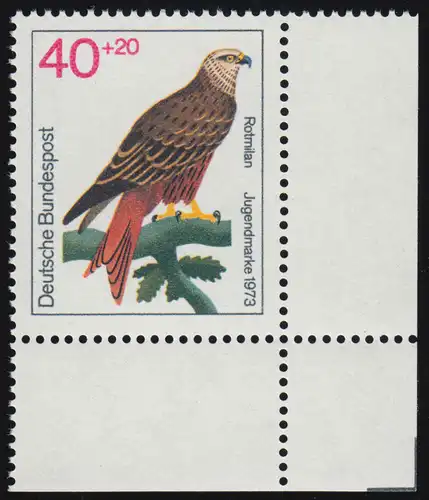 756 jeunes oiseaux de proie 40+20 Pf Milan rouge ** coin et r.