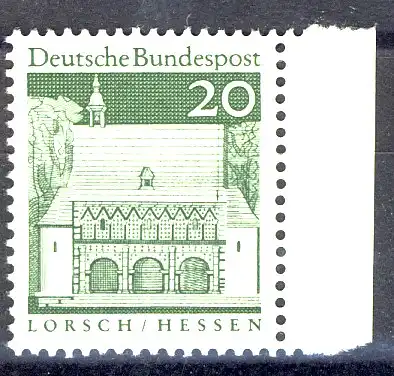 491 Bauwerke groß 20 Pf Seitenrand re. ** postfrisch