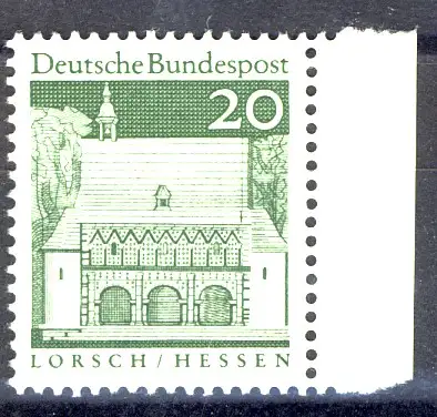 491 Bauwerke groß 20 Pf Seitenrand re. ** postfrisch
