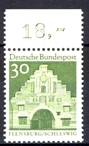 492 Bauwerke groß 30 Pf grün Oberrand ** postfrisch