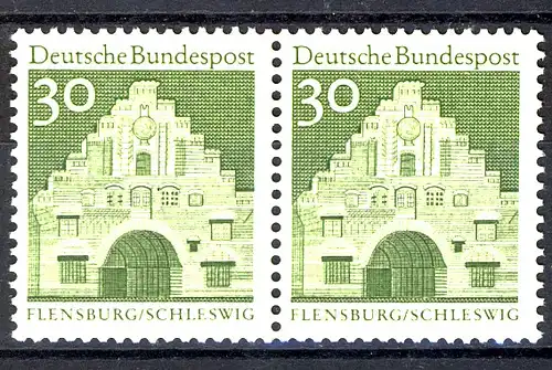 492 Bauwerke groß 30 Pf grün waag. Paar ** postfrisch