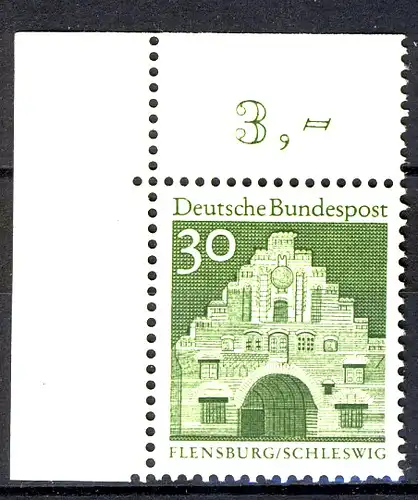 492 Bauwerke groß 30 Pf grün Ecke ol ** postfrisch
