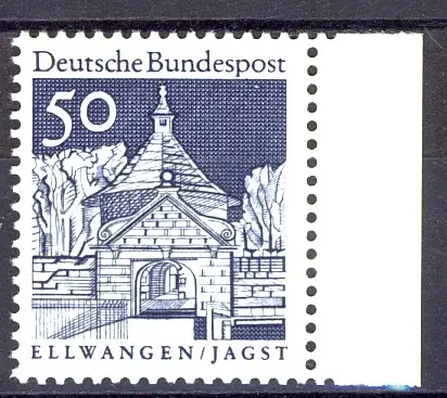 495 Bauwerke groß 50 Pf Seitenrand re. ** postfrisch