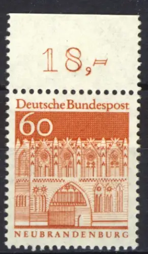 496 Bauwerke groß 60 Pf Oberrand ** postfrisch