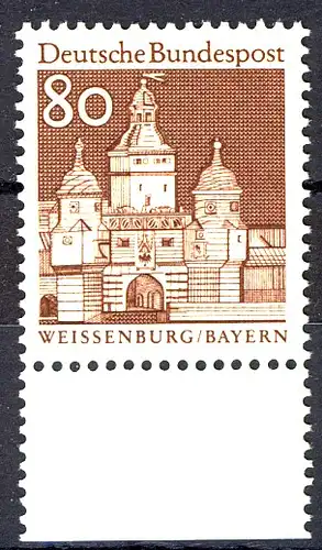 498 Bauwerke groß 80 Pf Unterrand ** postfrisch