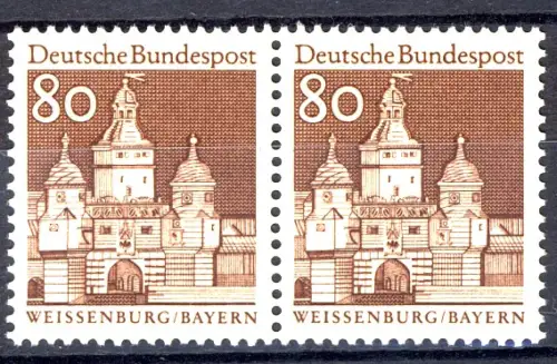498 Bauwerke groß 80 Pf waag. Paar ** postfrisch