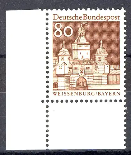 498 Bauwerke groß 80 Pf Ecke ul ** postfrisch