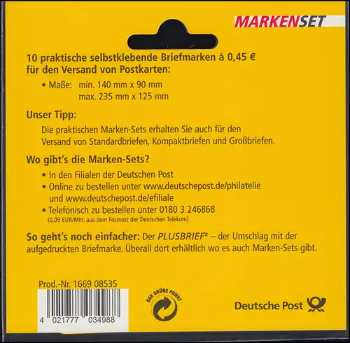 66II Bc MH Fürth Blister August 2007, 0,09 EUR/Min., postfrisch **