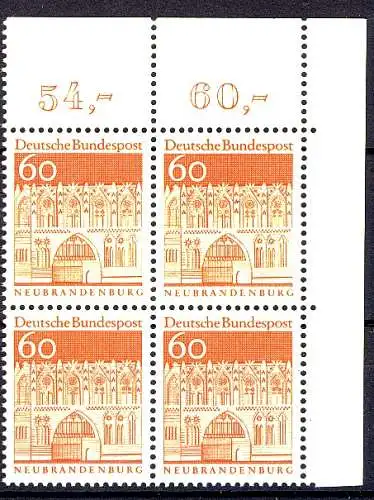 496 bâtiments grands 60 Pf Eck Vbl. or ** post-fraîchissement