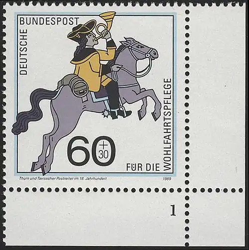 1437 transport postal de bien-être 60+30 Pf ** FN1