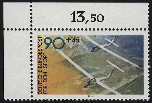 1095 Aide sportive 90+45 Vols à voile Pf ** coin o.l.