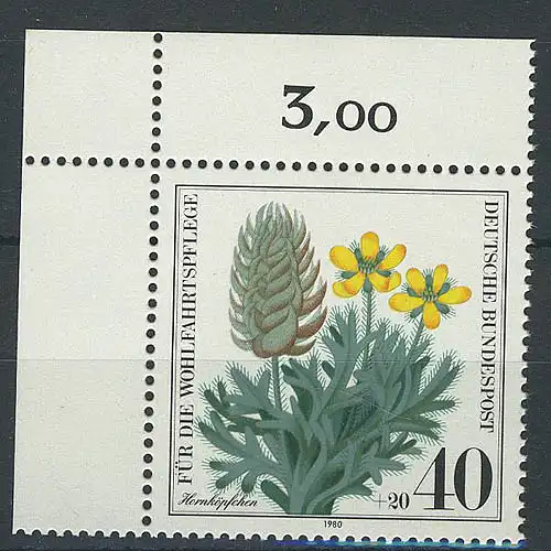 1059 Herbes sauvages Hornkopfchen 40+20 Pf ** Coin o.l.