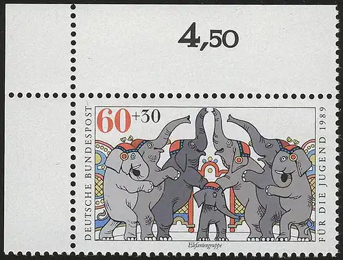 1411 Zirkus 60+30 Pf Elefanten ** Ecke o.l.