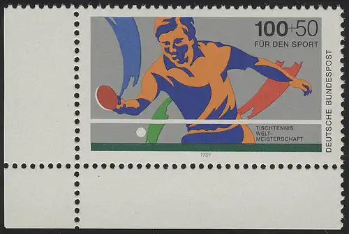 1408 Tischtennis-WM 100+50 Pf ** Ecke u.l.