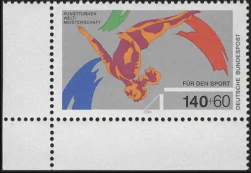1409 Kunstturnen 140+60 Pf ** Ecke u.l.