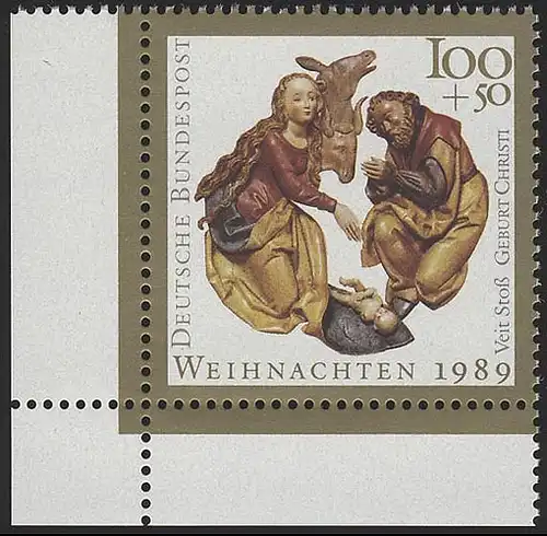 1443 Weihnachten 100+50 Pf ** Ecke u.l.