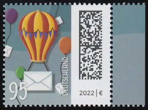 3705 Ballons Post 95 cents, collant en arc, ** post-frais