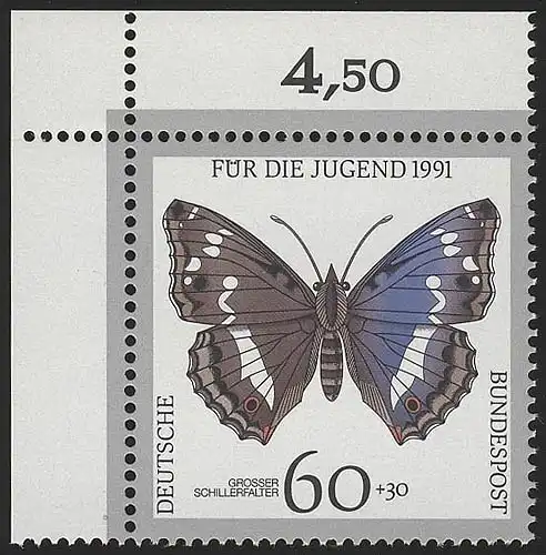 1514 Jugend Schmetterlinge 60+30 Pf ** Ecke o.l.