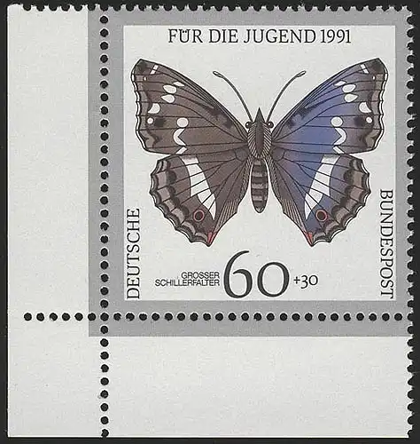 1514 Jugend Schmetterlinge 60+30 Pf ** Ecke u.l.