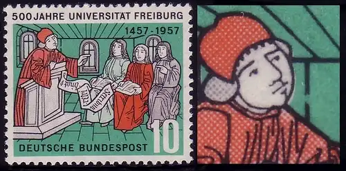 256II Uni Freiburg - PLF Mauerlinienbruch vor dem Kinn, Feld 7, postfrisch **