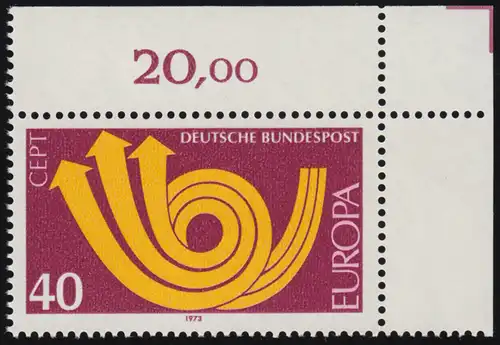 769 Europa 40 Pf Posthorn ** Ecke o.r.
