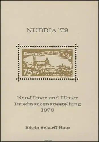 Pression spéciale NUBRIA Neu-Ulm 1979 - FAKSIMILE Württemberg-Marke