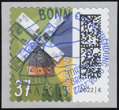 3712 Briefmühle 37 Cent sk aus 5000er mit UNGERADER Nummer, EV-O BONN