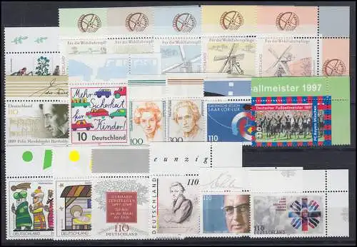 1895-1964 Bund-Jahrgang 1997 kpl. Ecken oben rechts ** postfrisch