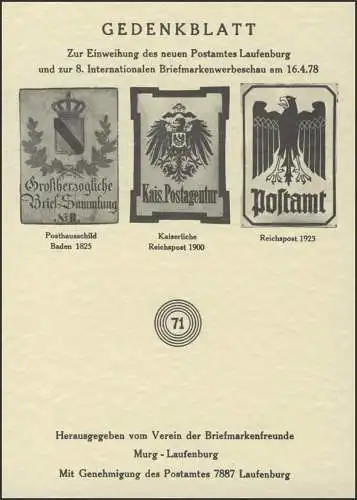 Impression spéciale Étiquettes postales, noir, Lufenburg 1978