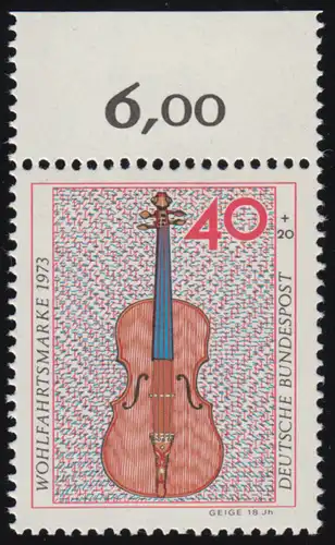 784 Wohlfahrt Musikinstrumente 40+20 Pf Geige ** Oberrand